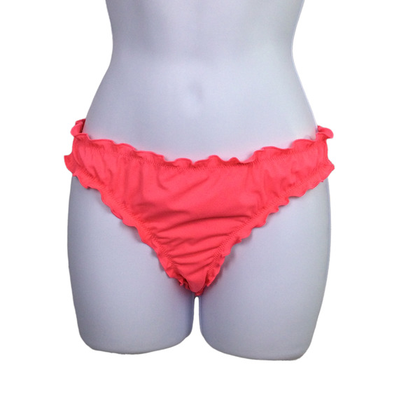Victoria's Secret Other - Victoria’s Secret Neon Pink Ruffled Hem Cinched Back Bikini Bottom Women’s M